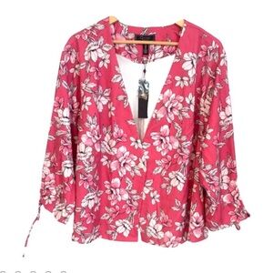 Christian Siriano Pink Floral Print Blazer - Size 2X NWT